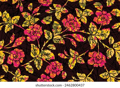 Indonesian batik motifs with very distinctive plant patterns