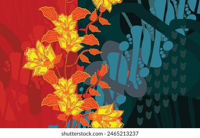 Indonesian batik motifs with very distinctive plant patterns