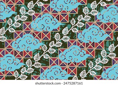 Indonesian batik motifs with very distinctive plant patterns