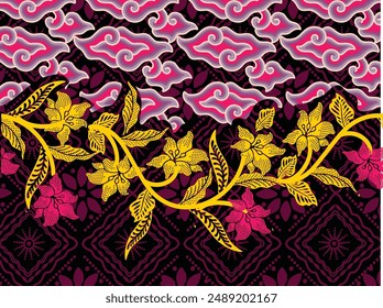 Indonesian batik motifs with very distinctive plant patterns