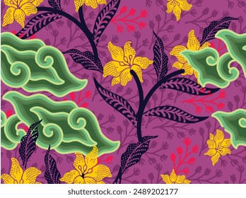 Indonesian batik motifs with very distinctive plant patterns