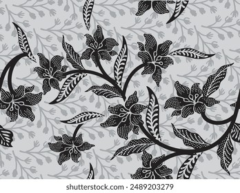 Indonesian batik motifs with very distinctive, exclusive plant patterns. vector EPS 10