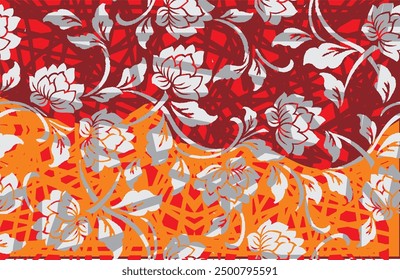 Indonesian batik motifs with very distinctive plant patterns
