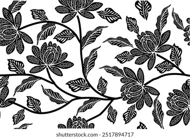 Indonesian batik motifs with very distinctive, exclusive plant patterns. vector EPS 