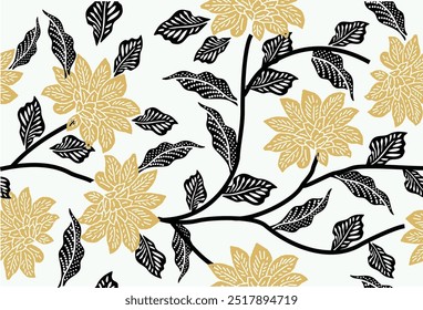 Indonesian batik motifs with very distinctive, exclusive plant patterns. vector EPS 