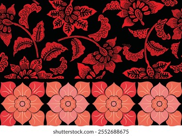 Indonesian batik motifs with very distinctive plant patterns