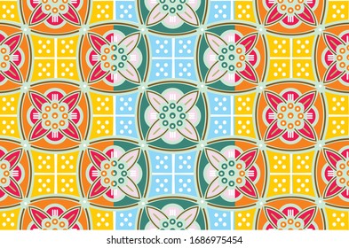 Indonesian batik motifs with a very typical repetition pattern. Vector