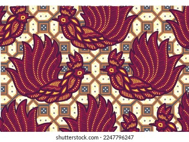 Indonesian batik motifs with very unique and exclusive flora and fauna patterns EPS 10 vector