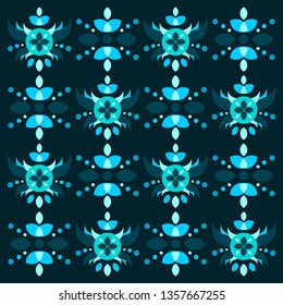 Indonesian batik paintings are creative and cool with blue flower patterns and a dark blue background