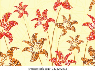 Indonesian batik patterns with flora and faura motifs. Vector