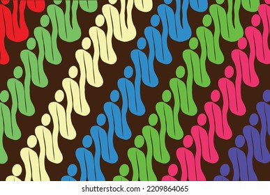 Indonesian batik patterns originating from Solo and the Special Region of Yogyakarta full of colors illustration vector. Abstract of shapes and texture background