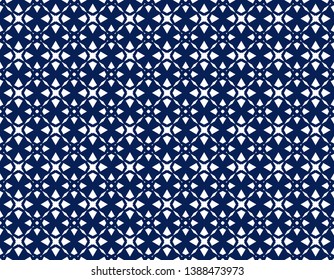 Indonesian batik seamless pattern four star abstract ornaments. An elegant openwork geometric ikat