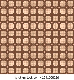 Indonesian batik seamless pattern with various motif javanese traditional culture, batik kawung in brown colorway, can applied to whole cloth vector