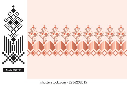 Indonesian batik songket motif for printing and clothing. Isolated vector and seamless pattern.