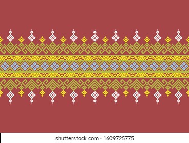 Indonesian Batik Songket Pattern Vector Stock with Beautyful Lombok Traditional Village Island Motif - Vector