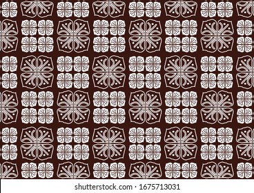 Indonesian batik typical design, combination of kawung and gurda motifs in shades of repetition and abstract
