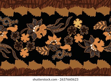 Indonesian Batik Very exclusive flower motif, for fabric