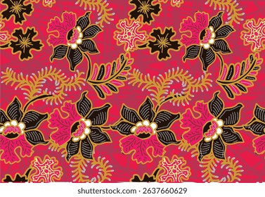 Indonesian Batik Very exclusive flower motif, for fabric