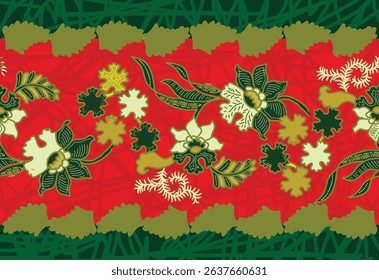 Indonesian Batik Very exclusive flower motif, for fabric