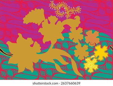 Indonesian Batik Very exclusive flower motif, for fabric