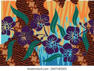 
Indonesian Batik with a very exclusive orchid motif