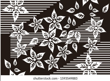Indonesian batik, is a wax coloring technique that forms a motif on fabric, this batik technique is typical of Indonesia. black and white. vector
