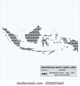 INDONESIAN BLANK MAPS CUBE LINES