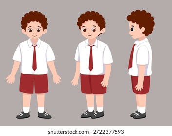 Conjunto de ilustrações de personagens de estudantes da escola primária indonésia	
