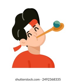 Indonesian boy racing with marble on a spoon