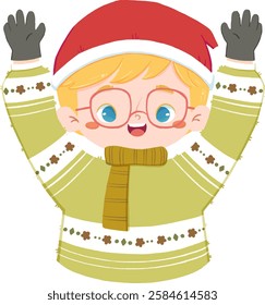 Indonesian boy raises hands on Christmas