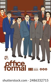 Indonesian Business team handdrawn illustration for social media post