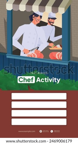 Indonesian Chef activity layout template flat design illustration