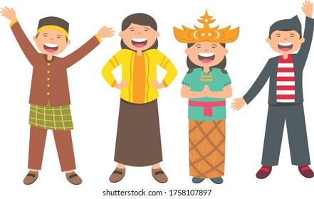 Indonesian Children Traditional Clothes Stock Vector (Royalty Free ...