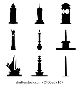 Indonesian city landmark shillouette vector