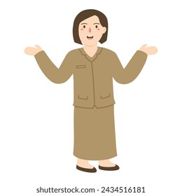 Indonesian civil servant teacher illustration