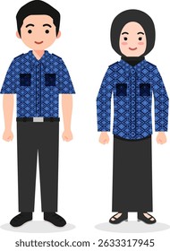 Professores da Função Pública da Indonésia em Batik Roupas para o Dia Nacional do Professor