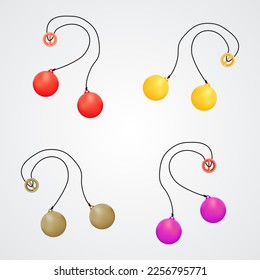 Indonesian clackers traditional toys illustration with multiple colors on isolated background design