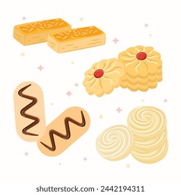 Indonesian cookies vector set illustration