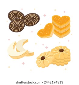 Indonesian cookies vector set illustration