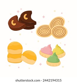 Indonesian cookies vector set illustration