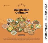 Indonesian cuisine hand drawn illustration vector. Indonesian food set collection for background