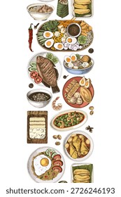 Cocina indonesia Vector fronterizo sin fisuras