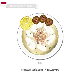 Indonesian Cuisine, Traditional Chicken Soup with Meat. One of The Most Famous Dish in Indonesia.