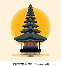 Indonesian culture Balinese flat design in the afternoon