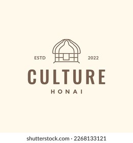 indonesian culture tribe home wood honai line hipster logo design vector