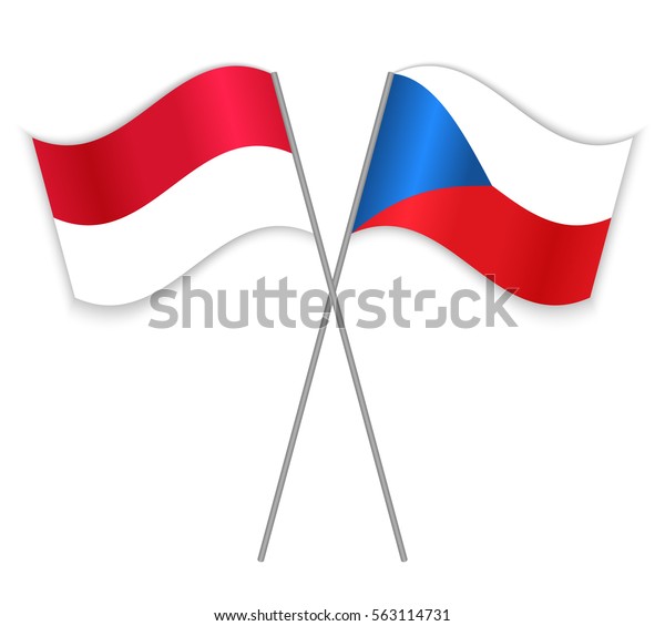 Indonesian Czech Crossed Flags Indonesia Combined Stock Vector (Royalty ...