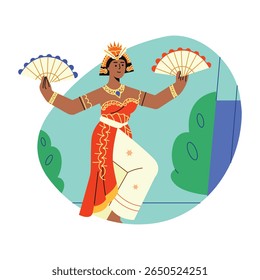 Indonesian Dancer illustration in flat style