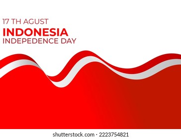 indonesisch, Vektorflagge mit Wellen und Krümmungen, die im Wind auf weißem Hintergrund schwingen.