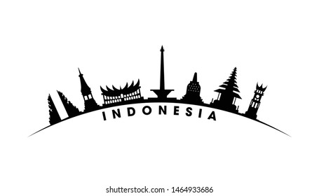 Indonesian destination culture silhouette vector illustration
