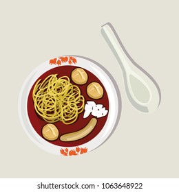 Indonesian dish pempek vector illustration